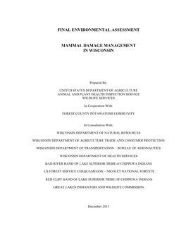 2014 Mammal Damage Management in Wisconsin EA