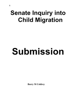 Senate Inquiry Into Child Migration