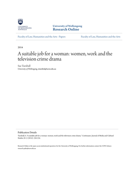 Women, Work and the Television Crime Drama Sue Turnbull University of Wollongong, Sturnbul@Uow.Edu.Au