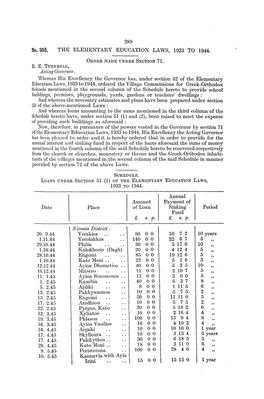 289 No. 352. the ELEMENTARY EDUCATION LAWS, 1933 to 1944