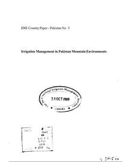 Irrigation Management in Pakistan Mountain Environments