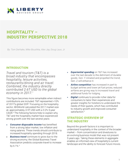 Hospitality – Industry Perspective 2018