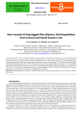 Diptera, Dolichopodidae) from Central and North-Eastern Iran