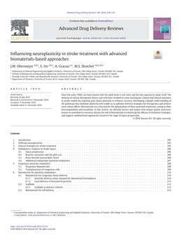 Influencing Neuroplasticity in Stroke Treatment with Advanced