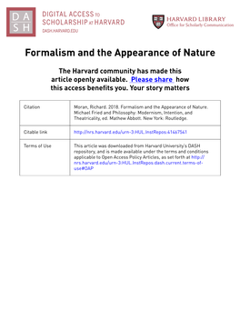 Formalism and the Appearance of Nature