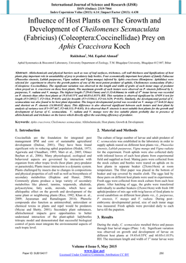 Coleoptera:Coccinellidae) Prey on Aphis Craccivora Koch