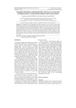 Geographic Distribution, Population Densities, and Issues on Conservation of Whiptail Lizards in Restinga Habitats Along the Eastern Coast of Brazil