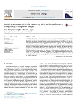 Reducing Sensor Complexity for Monitoring Wind Turbine Performance Using Principal Component Analysis