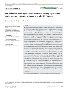 Farm Seed Priming and Fertilizer Micro‐