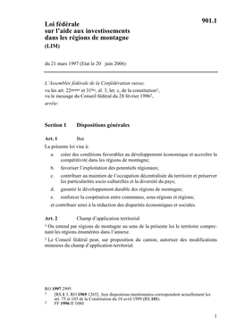 Loi Fédérale Sur L'aide Aux Investissements Dans Les Régions