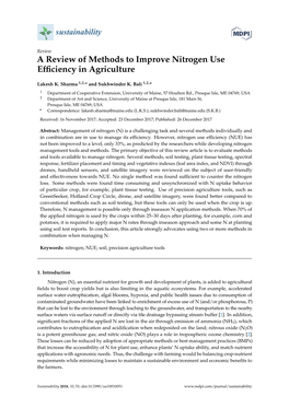 A Review of Methods to Improve Nitrogen Use Efficiency in Agriculture