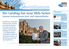 Maximilianeum Das Online-Magazin Des Bayerischen Landtags Jahrgang 2 I Ausgabe Nr