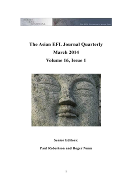 The Asian EFL Journal Quarterly March 2014 Volume 16, Issue 1