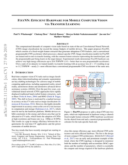 Fixynn: Efficient Hardware for Mobile Computer Vision Via Transfer Learning