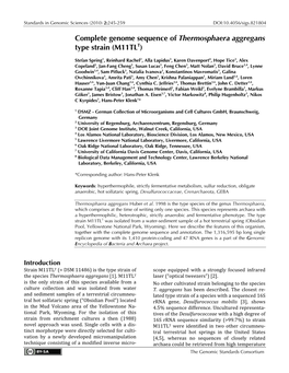 Thermosphaera Aggregans Type Strain (M11TLT)