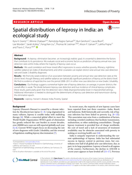 Spatial Distribution of Leprosy in India: an Ecological Study Kyra H