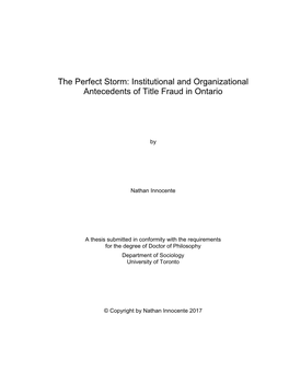 Institutional and Organizational Antecedents of Title Fraud in Ontario