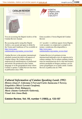 Cultural Information of Catalan Speaking Lands 1992: History (Joan-F