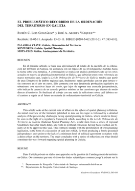 EL PROBLEMÁTICO RECORRIDO DE LA ORDENACIÓN DEL TERRITORIO EN GALICIA 585 Giado Para Las Políticas Desarrollistas Y De Ordenación Territorial