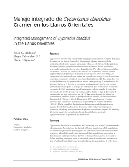 Manejo Integrado De Cyparissius Daedalus Cramer En Los Llanos Orientales
