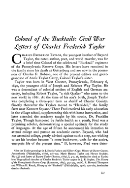 Colonel of the ^Bucktails: Civil War J^Etters of Charles Frederick Taylor