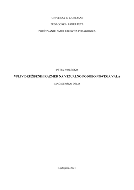 Petja Kolenko, Magistrsko Delo, Pedagoška Fakulteta, Ljubljana 2021