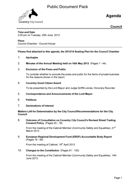 Agenda Public Document Pack