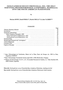 Litopterna, Mammalia) Into the South American Pleistocene