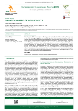 Biological Control of Water Hyacinth