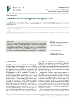 Contribution to Study of the Pyrophilous Fungi of Ukraine
