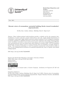 Boronic Esters of Corannulene: Potential Building Blocks Toward Icosahedral Supramolecules