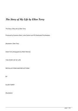 The Story of My Life by Ellen Terry&lt;/H1&gt;