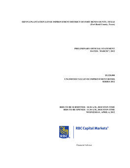 SIENNA PLANTATION LEVEE IMPROVEMENT DISTRICT of FORT BEND COUNTY, TEXAS (Fort Bend County, Texas) PRELIMINARY OFFICIAL STATEMENT