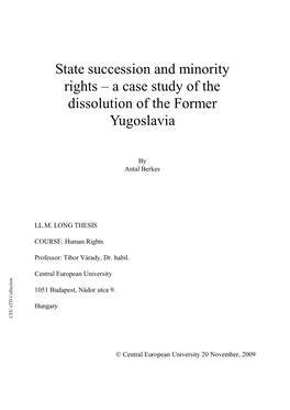 State Succession and Minority Rights – a Case Study of the Diss