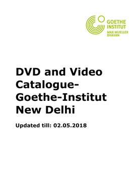 DVD and Video Catalogue- Goethe-Institut New Delhi
