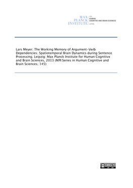 The Working Memory of Argument-Verb Dependencies Spatiotemporal Brain Dynamics During Sentence Processing 125 Moritz M