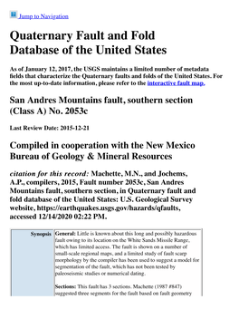 Quaternary Fault and Fold Database of the United States