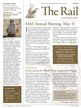 Annual Meeting, May 11 Oin Us for Marin Audubon’S Annual Meeting Organization