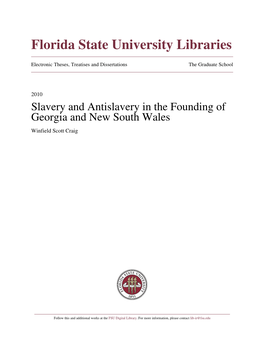 Slavery and Antislavery in the Founding of Georgia and New South Wales Winfield Scott Craig