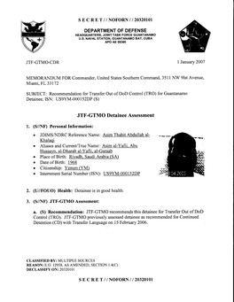 JTF-GTMO Detainee Assessment