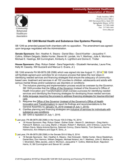 SB 1249 Mental Health and Substance Use Systems Planning