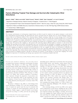 Factors Affecting Tropical Tree Damage and Survival After Catastrophic Wind Disturbance