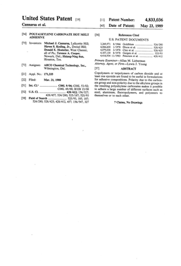 United States Patent 19 11 Patent Number: 4,833,036 Cannarsa Et Al