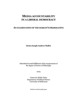 Media Accountability in a Liberal Democracy