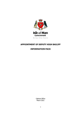 Appointment of Deputy High Bailiff Information Pack