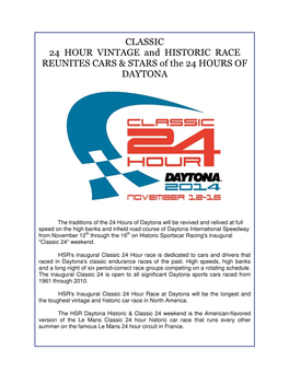 Classic 24 Hour Vintage and Historic Race Reunites Cars & Stars of The