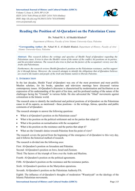 Reading the Position of Al-Qaradawi on the Palestinian Cause