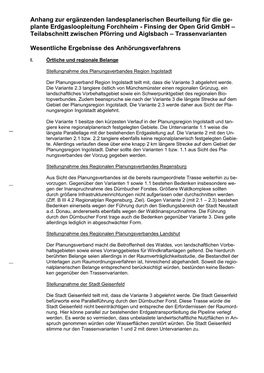 Plante Erdgasloopleitung Forchheim - Finsing Der Open Grid Gmbh – Teilabschnitt Zwischen Pförring Und Aiglsbach – Trassenvarianten