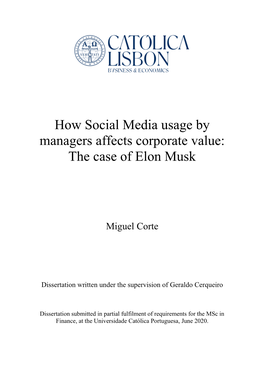 How Social Media Usage by Managers Affects Corporate Value: the Case of Elon Musk