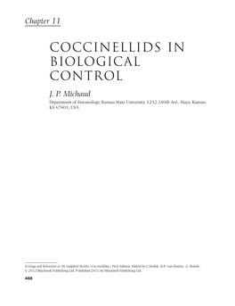 Coccinellids in Biological Control